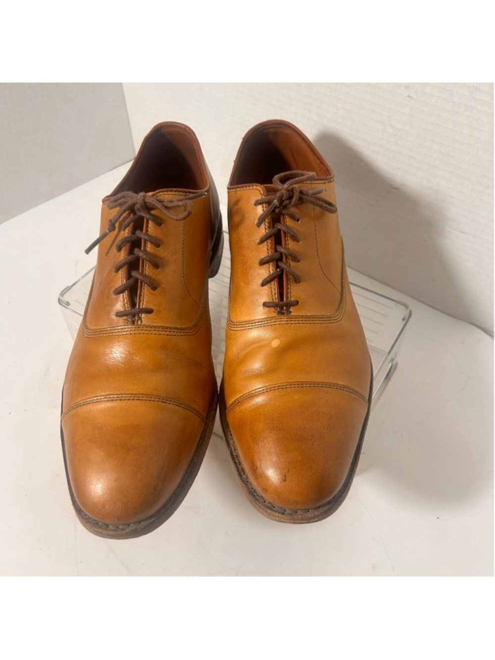 Men's Allen Edmonds Brown Park Avenue Leather Oxfords 10 Cap Toe Dress Shoe